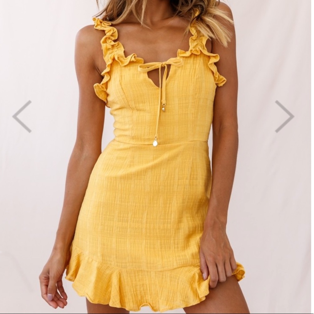 Hello Molly Yellow Ruffle Mini Dress